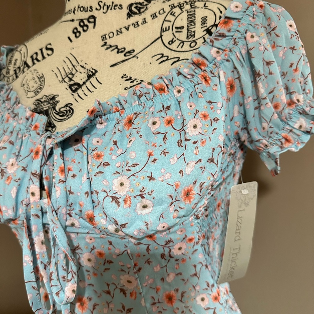 Lizard Thicket Floral Blue Dress